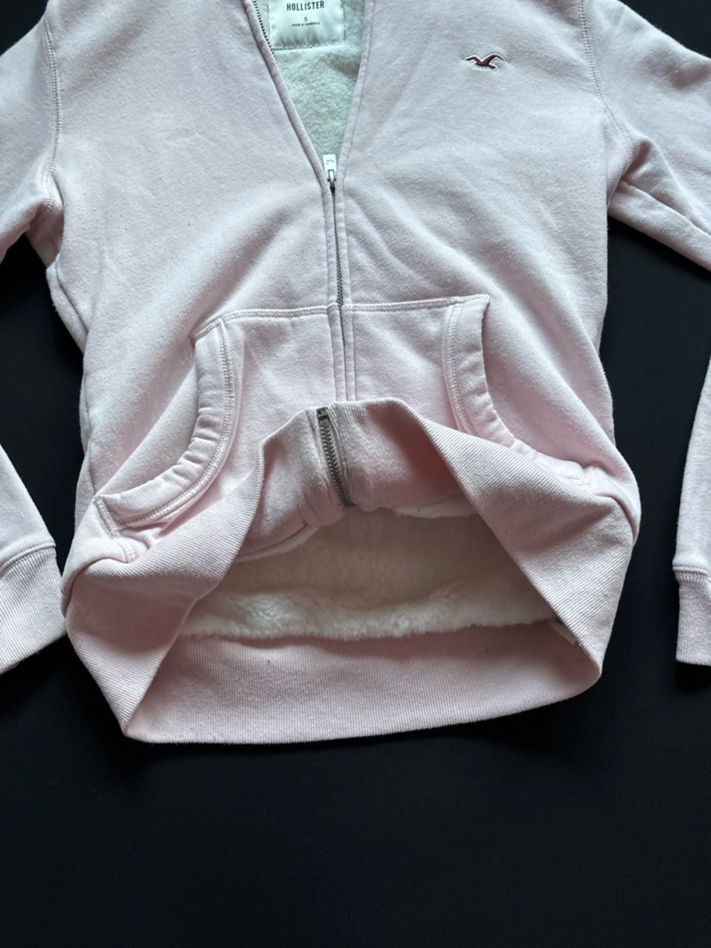 Hollister Light Pink Sherpa-Lined Full-Zip Hoodie - Picture 6 of 6